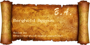 Berghold Aggeus névjegykártya